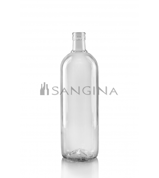 1000 ml gjennomsiktige, klare glassflasker Aisberg med kort hals. For både brennevin og vann.