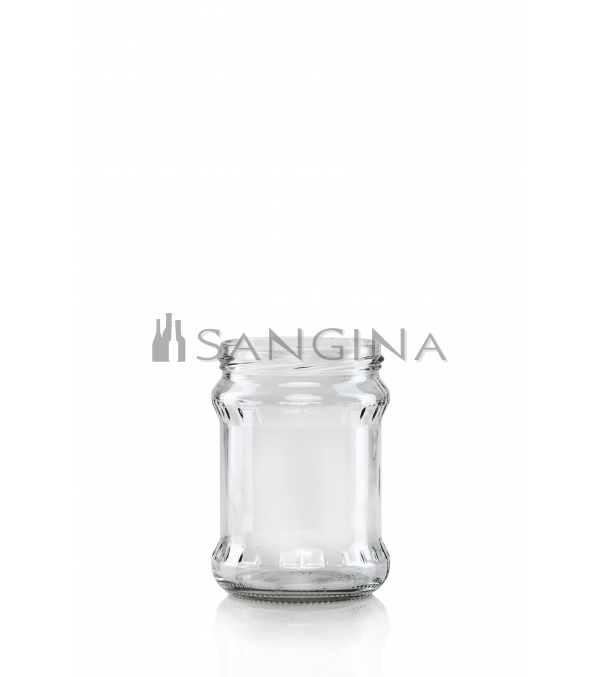 Stikla burkas “RU”, 500 ml, skaistas, ar formu, caurspīdīgas, dzidras, platas, zemas. Paredzētas ievārījumiem, dārzeņiem, zupām un augļiem.